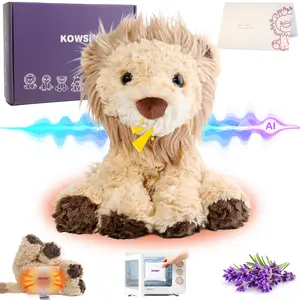 KOWSi AI Interactive Talking Brave Lion Plush – 1.4LB Microwavable Heatable Stuffed Animal with Tourmaline  Lavender Heat Pack - 10"Educational Toy for Toddlers Learning Language Speaking