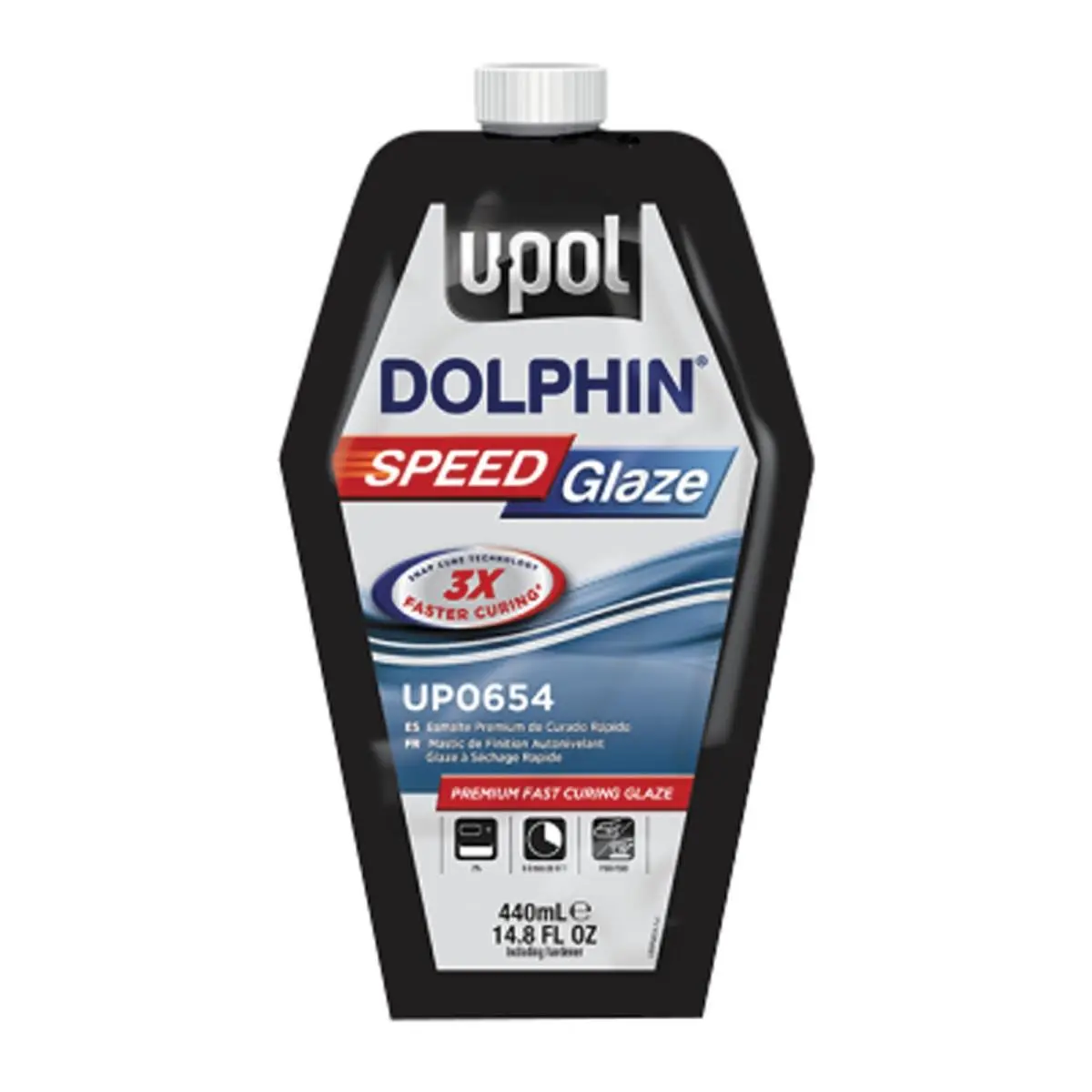 UPOL Dolphin Speed Glaze Finishing Putty, 440ml Blue - Fast Curing Formula for Efficient Filling, Ultra-Fine and Solvent-Impervious, Pinhole And Scratch Filling, Excellent Pinhole Filling