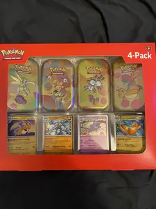 Pokemon TCG 151 Tin Set - 4-Pack Collectible Trading Card Game Box with Collectible Cards in Unique Tin Box for Collectors and Enthusiasts
