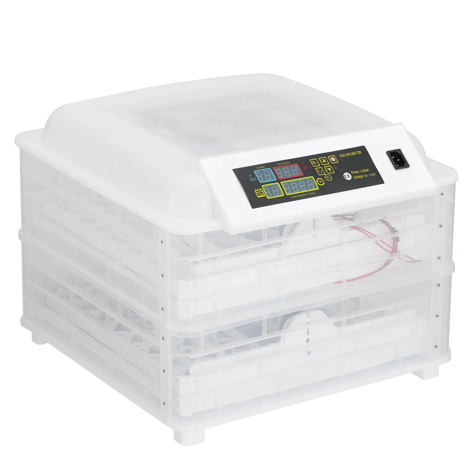 2-Layer Transparent Body Fully Automatic Incubator - 112-Capacity Poultry Hatcher with Auto-Turning, Smart PID Control, Egg Candler, Egg Monitoring, Precise Temp for Chicken, Duck, 112-Egg, 110V