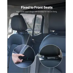 VEVOR Dog Car Barrier, 50" Wide Car Divider for Front Seats Installation, Vehicle Pet Barrier with See Through Net Mesh, Universal-Fit Dog Car Barrier for Mid-sized Sedans, Trucks, and SUVs, Black