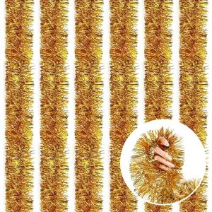 118   Christmas Tinsel Garland, Metallic Twist Garland Shiny  Foil Tinsel Garland for Christmas Tree  Office Party Decoration