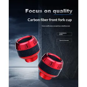 Aluminum Alloy Motorcycle Cup Holder, Crash Pads Bike Anti-Fall Shock Absorbing Front Fork Cup Holder, Carbon Fiber Personalized Modification Accessories for Off-Road Motorcycle Electric Bike, 1 Pair