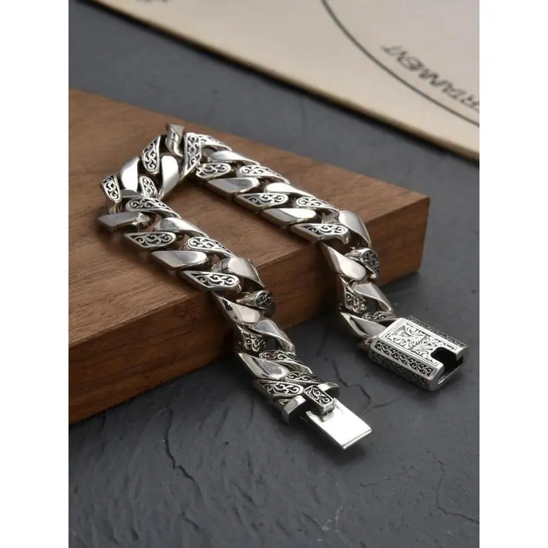 Men’s Vintage Punk Stainless Steel Link Bracelet - Fashionable, High Quality Unisex Costume Jewelry Accessory for Daily Wear, Fashionable Bracelet, High Quality Bracelet