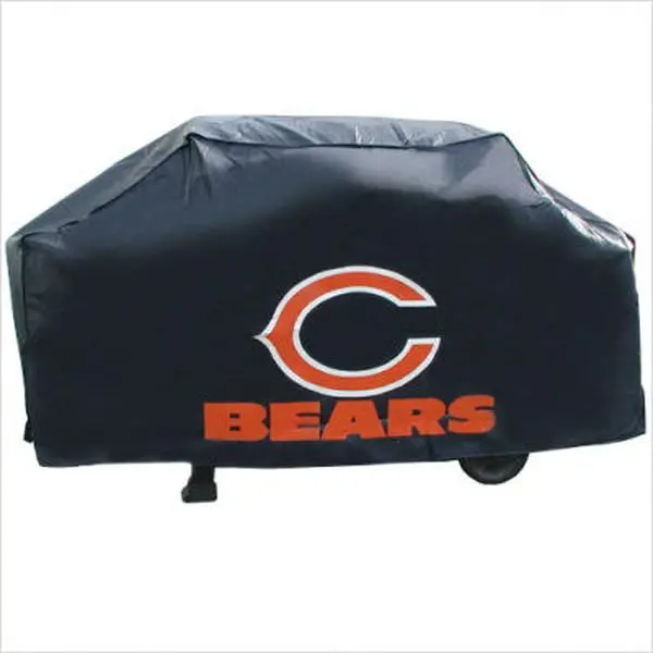 Rico BCB1201 Chicago Bears Deluxe Flannel-Vinyl Grill Cover with Drawstring, Household Textile Dust Cover for Outdoor Grills