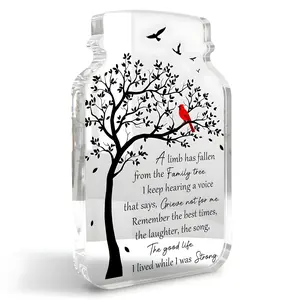 Acrylic Genealogy Desk Plaque, Memorial Gift, Mason Acrylic Sign, Tribute to Loved Ones, Funeral Sympathy Decoration, Office Home Decor Gift