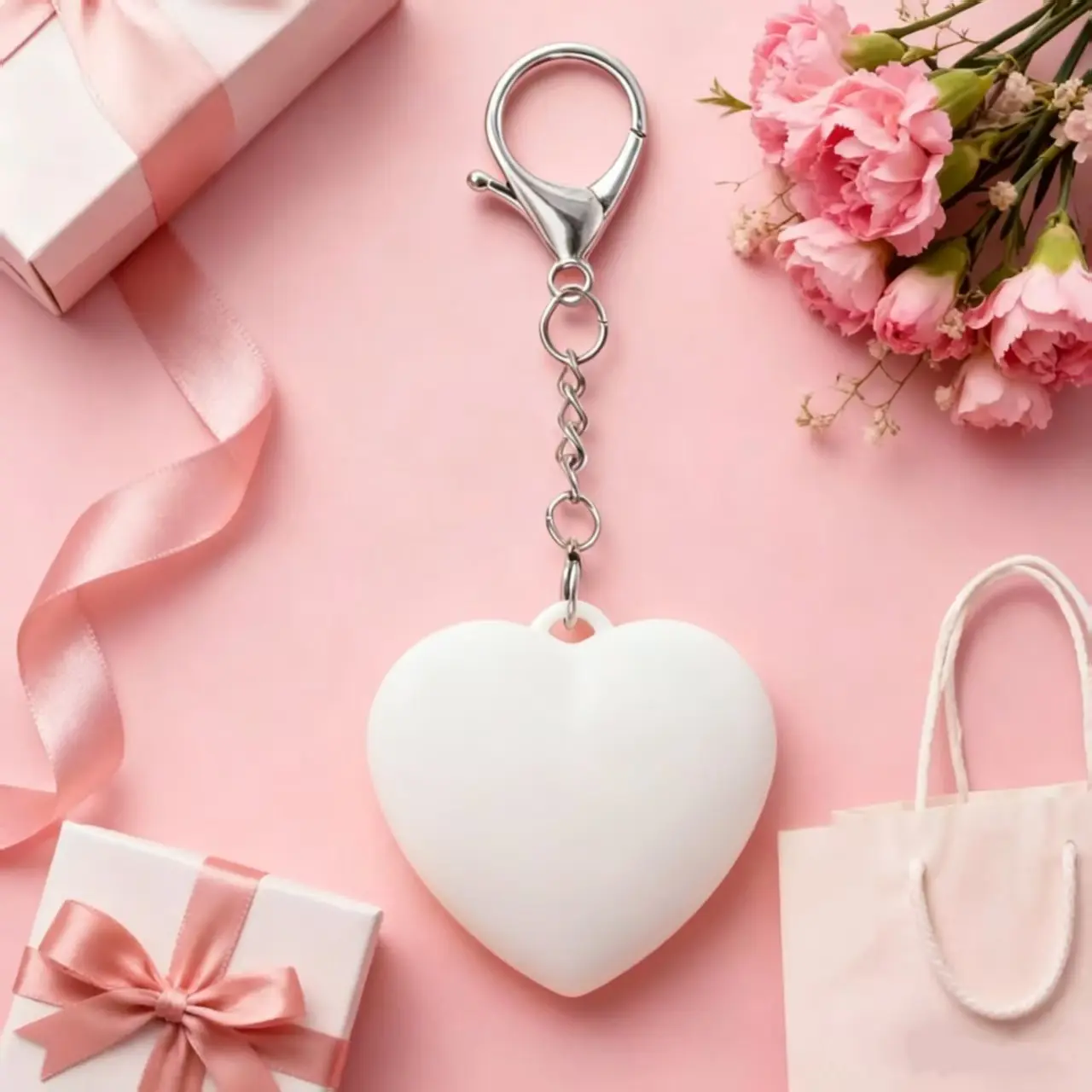 Heart Design Keychain Bag Accessory, LED Light Wallet Purse Insert, Rechargeable Automatic Induction Flashlight, Valentine's Day Mother's Day Gift, Keychain For Bags, Cute Keychain Accessory
