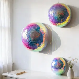 Disco Hemisphere Colorful Ball, Mirror Reflective Half Sphere, Bright Sequins Decoration, Sparkling Light Refraction, Wedding Stage Decor