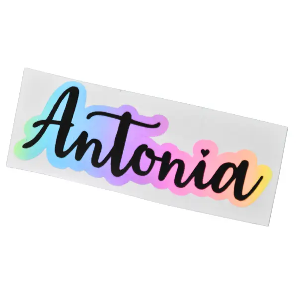 Rainbow Name Decal: Personalized Holographic Vinyl Sticker for Water Bottles, Tumblers, Cups, Custom School Labels, Container, Weddings