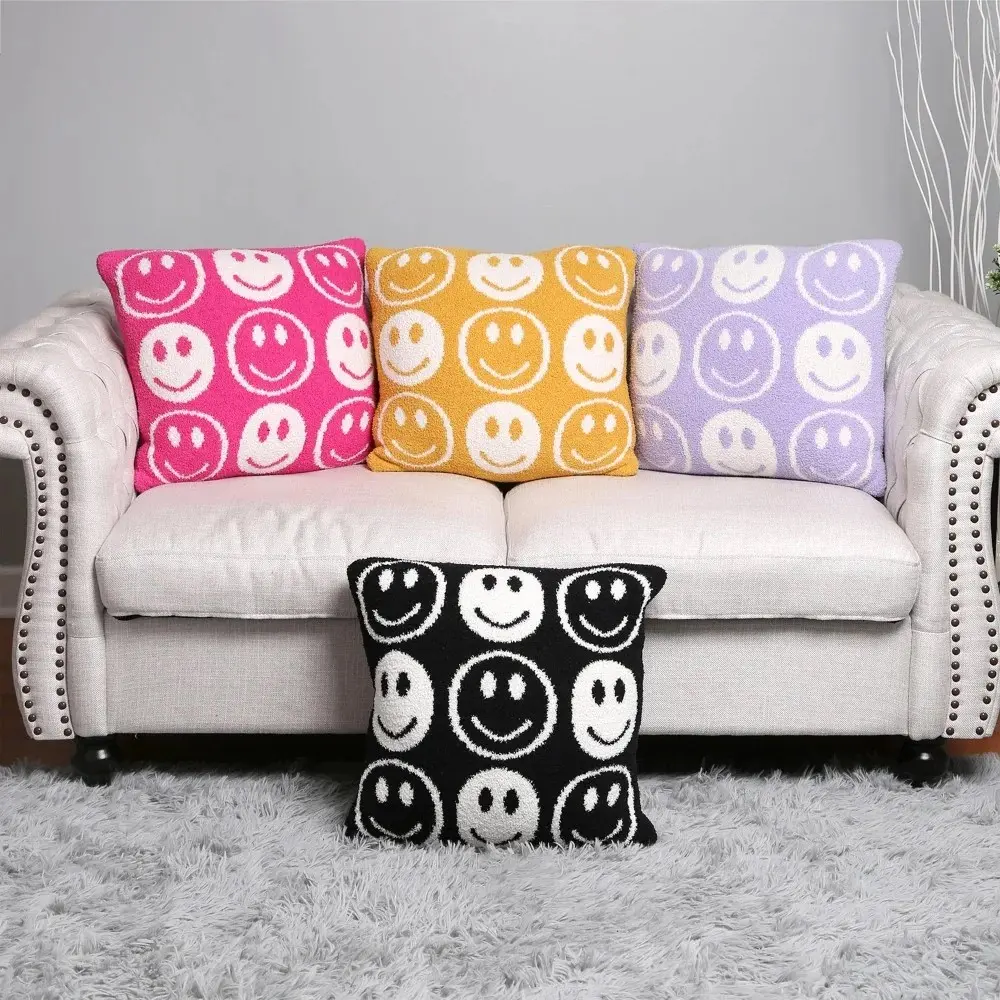 ComfyLuxe Mini Happy Faces Pattern Luxury Soft Cushion Cover