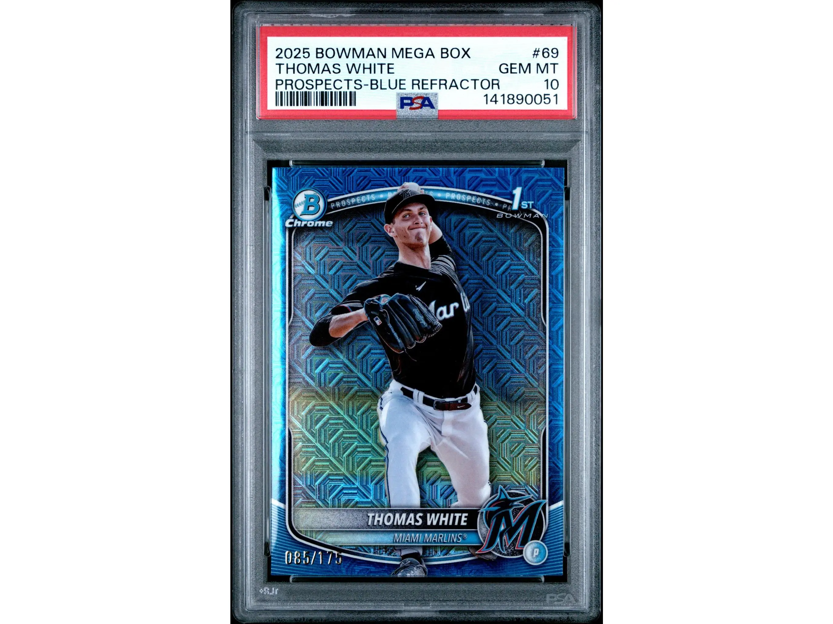 2025 Bowman Mega Box Chrome Prospects Blue Refractor Thomas White #69 PSA 10