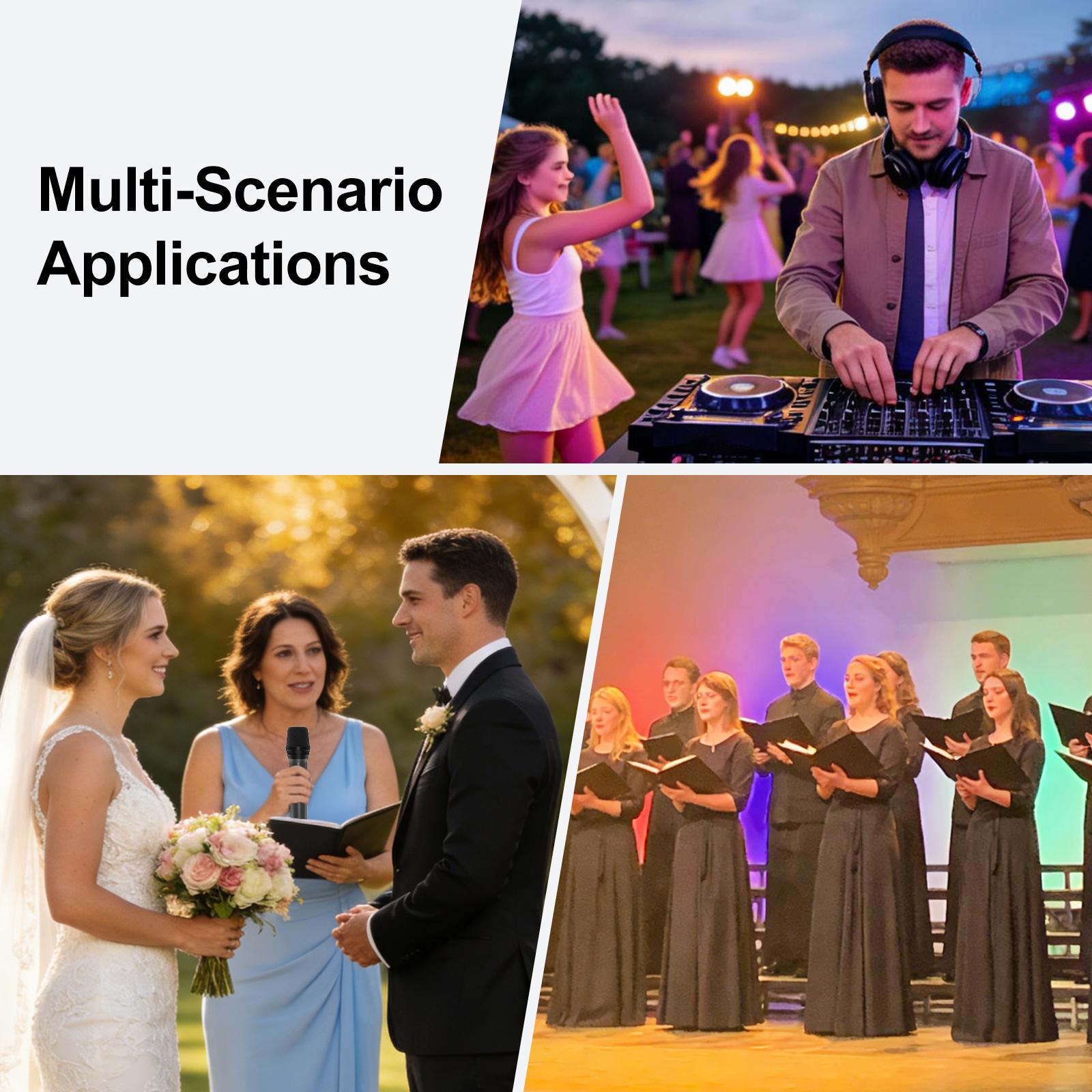 Aveek Wireless Microphone System with 4-Pack Dynamic Handheld Mics, 256ft Long Range, 40-Hour Battery, Low Latency Studio Sound for Karaoke, Singing, Speech, Church, Stage, Wedding, DJ & Events