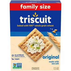 Triscuit Original Whole Grain Wheat Crackers, Vegan Crackers, Family Size, 12.5 oz