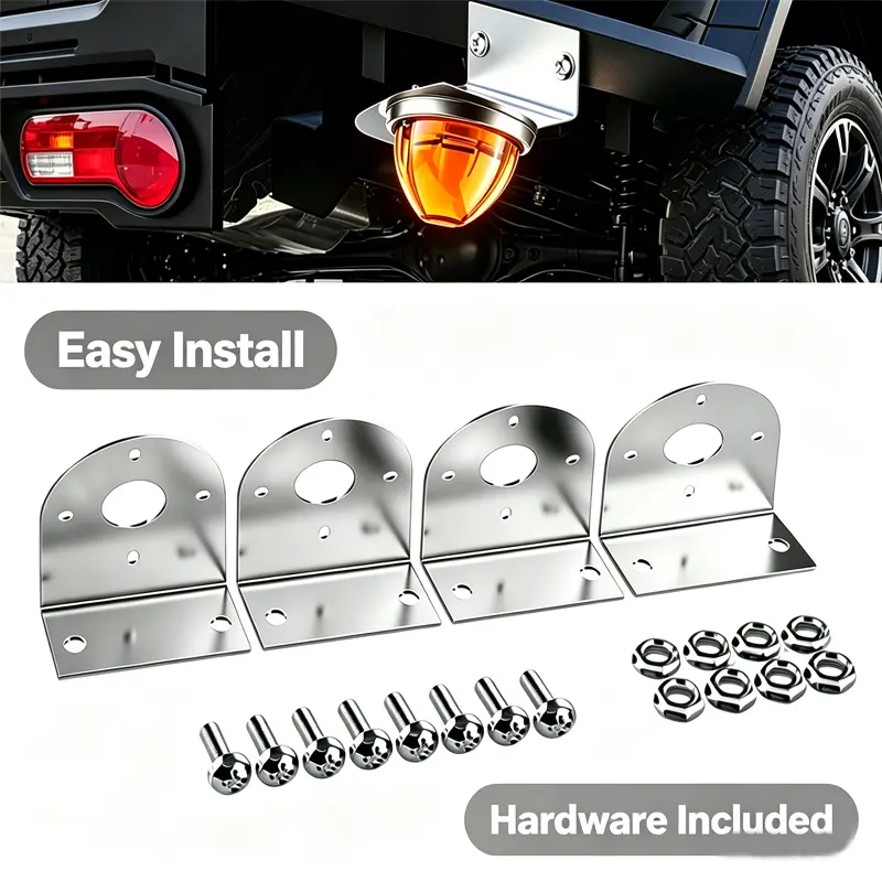 Watermelon LED Light stainless steel bracket, 304 Stainless Steel Mounting Brackets with Pre-Drilled Holes, Universal Watermelon Light L-Shape Holder for Car Truck Underglow Side Tail Roof Auxiliary Lights, 2/4Pcs