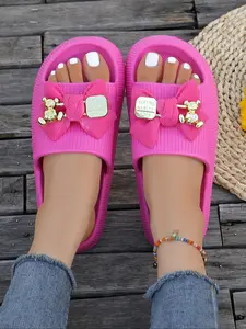 Women's Summer New Thick Sole Non-Slip Comfortable Slippers, Home Outdoor Beach Vacation Holiday Sandals, Waterproof Plastic Casual Slip-On Shoes