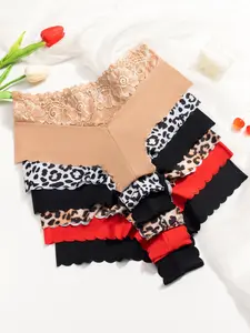 Women's Contrast Lace Panty, Soft Comfy Breathable Knicker for Daily Wear, Underwear for All Seasons, Trim Lace Panty, Fashion Breathable Underwear
