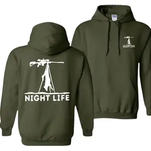 Night Life Coyote Hunting Hoodie,Predator Hunter Pullover | Varmint Hunting Graphic Hoodie | Outdoor Hunter Hoodie