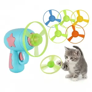 Cat Interactive Fetch Toy Set, Flying Disc Launcher Gun, Cat Track Toy for Training Hunting Chasing Interactive Cat Toys for Bored Indoor, Cute Kitten Kitty Toys, Flying Propellers For Dog and Puppy Pet Supplies #Summervibes #petlovers
