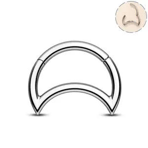 Oufer Titanium 16G Crescent Moon Septum Ring - Sleek Design for Piercing Jewelry