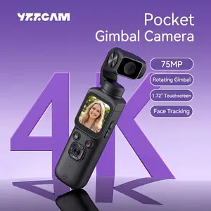 The Pocket Gimbal 4K vlogging camera features a 75-megapixel high-definition touchscreen, built-in image stabilization, face tracking, and beauty filters. This lightweight, handheld camera is the ideal choice for travel and everyday content creation.