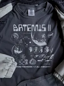 Artemis II Comfort Colors T-shirt, Vintage Space Shirt, Space Exploration Mission Tee, Men Women Cotton Shirt