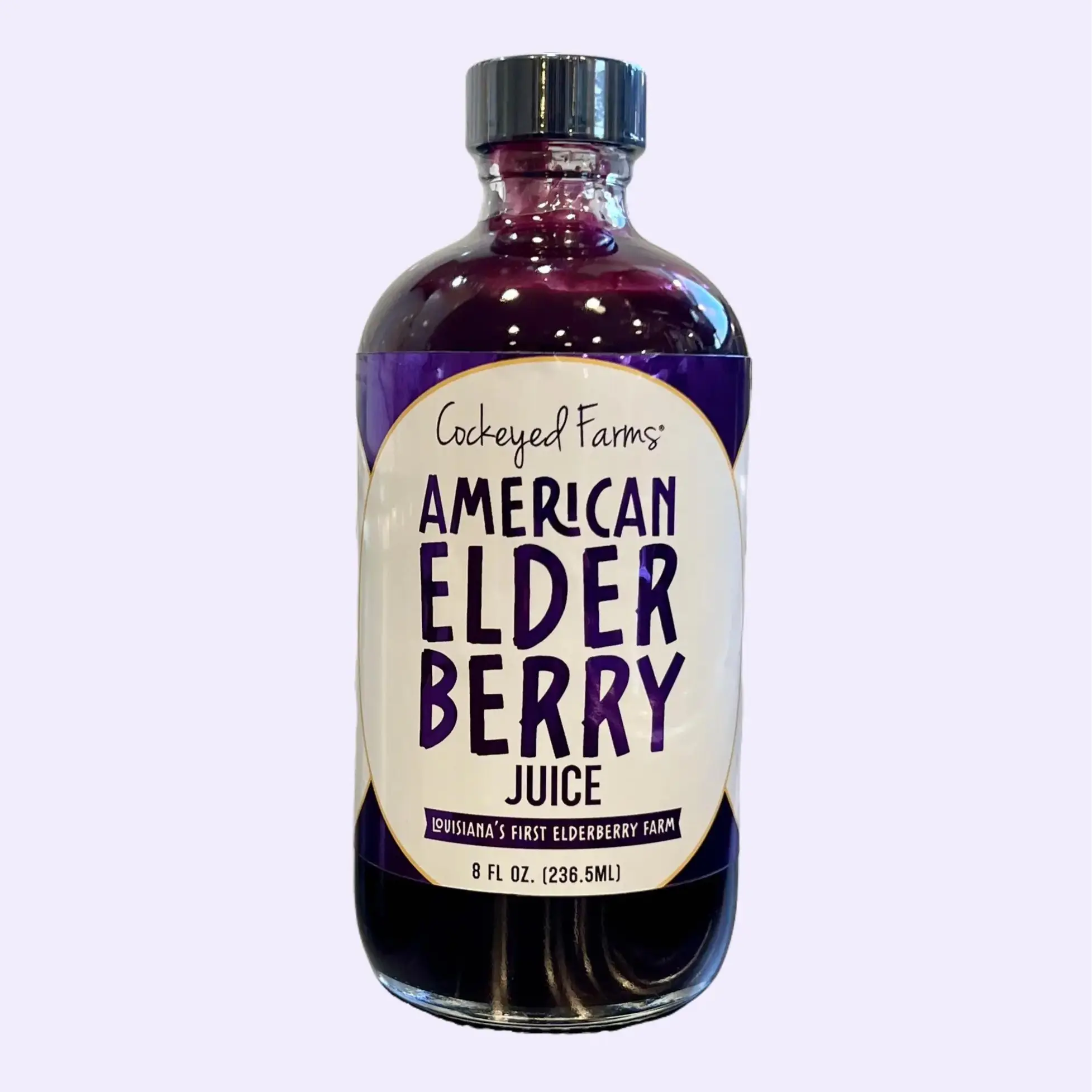 Cockeyed Farms American Elderberry Juice 100% Cold Pressed Sambucus Canadensis Antioxidant Powerhouse Vegan Gluten Free Non GMO 8 Fl Oz Sugar Free Family Friendly Safe for Infants Under 1 All Natural Beverage Drinks