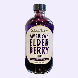 Cockeyed Farms American Elderberry Juice 100% Cold Pressed Sambucus Canadensis Antioxidant Powerhouse Vegan Gluten Free Non GMO 8 Fl Oz Sugar Free Family Friendly Safe for Infants Under 1 All Natural Beverage Drinks