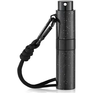 Travel Perfume Bottle Refillable - Keychain Cologne Spray Atomizer Mini - Small Travel Size Sprayer Empty Refill Sample Container - Portable Fragrance Decant Dispenser for Men 8ml Black