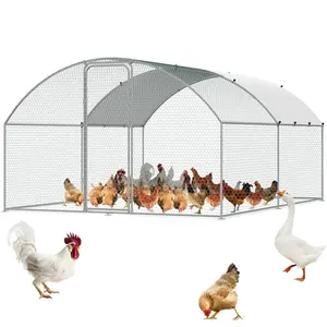 VEVOR Large Metal Chicken Coop, TikTokShopBlackFriday, 9.8x12.9x6.6 ft Walk in Chicken Run for Yard with Waterproof Cover, Doom Roof Hen House with Security Lock for Outdoor and Backyard, Farm, Duck Rabbit Cage Poultry Pen