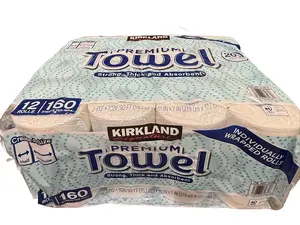 Kirkland Signature Premium Towel 2-Ply 160 Sheets 12 Individually Wrapped Rolls Strong Thick Absorbent Napkin