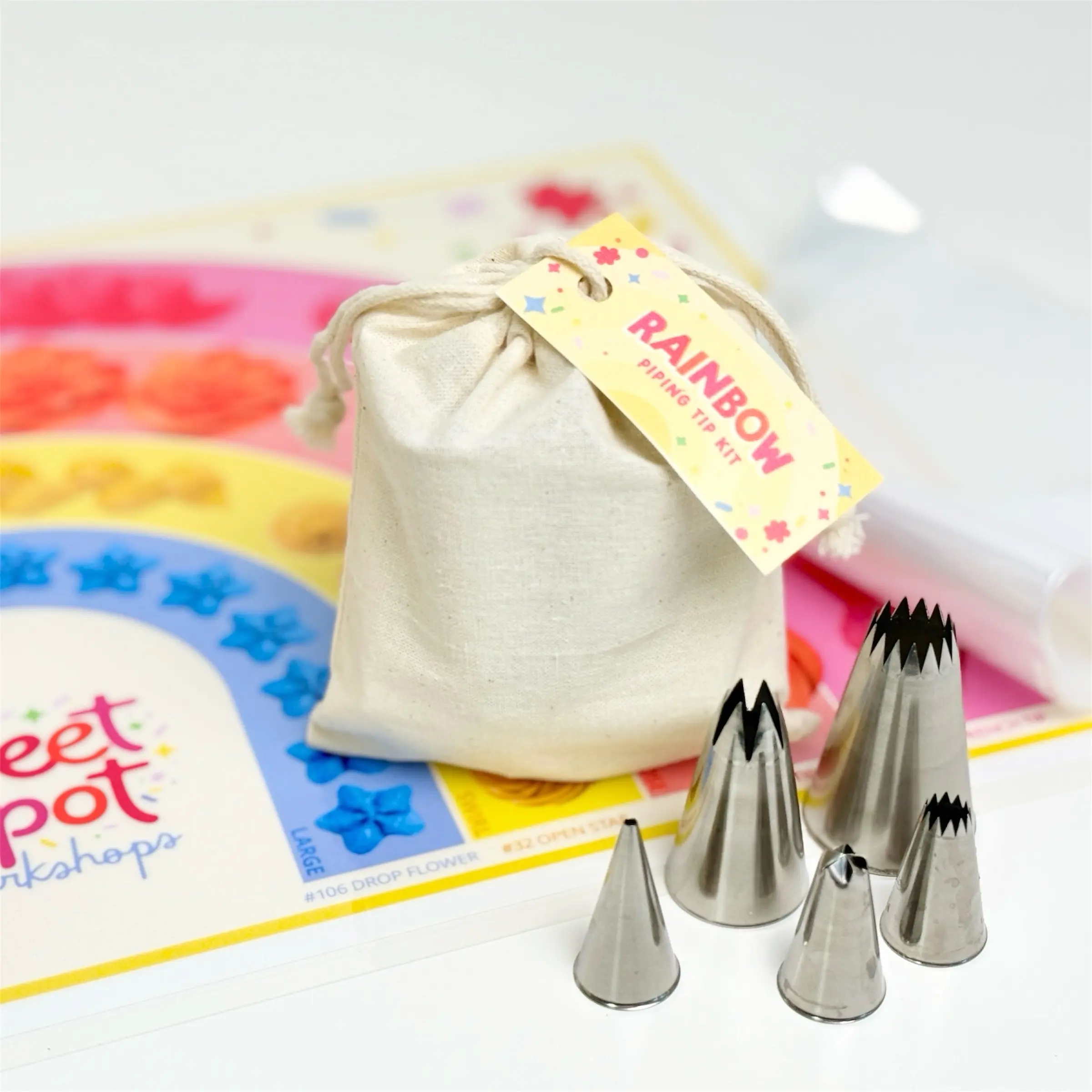 Cake Decorating Piping Practice Kit for Beginners with 5 Nozzles, 8 Piping Bags, Reusable Practice Sheet, & Free Video Guide Bakeware Gift Idea