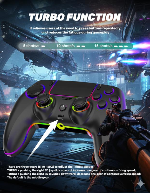 Bright Wheel Wireless Controller - Compatible with PS5, PC, MAC, iOS, Android, Steam Deck