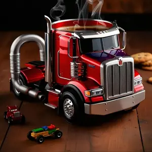 Handmade Truck Shaped Coffee Cup Beer Mug Holder, Reusable Material, Multiple Colors, Perfect Gift for Truck Drivers & Enthusiasts