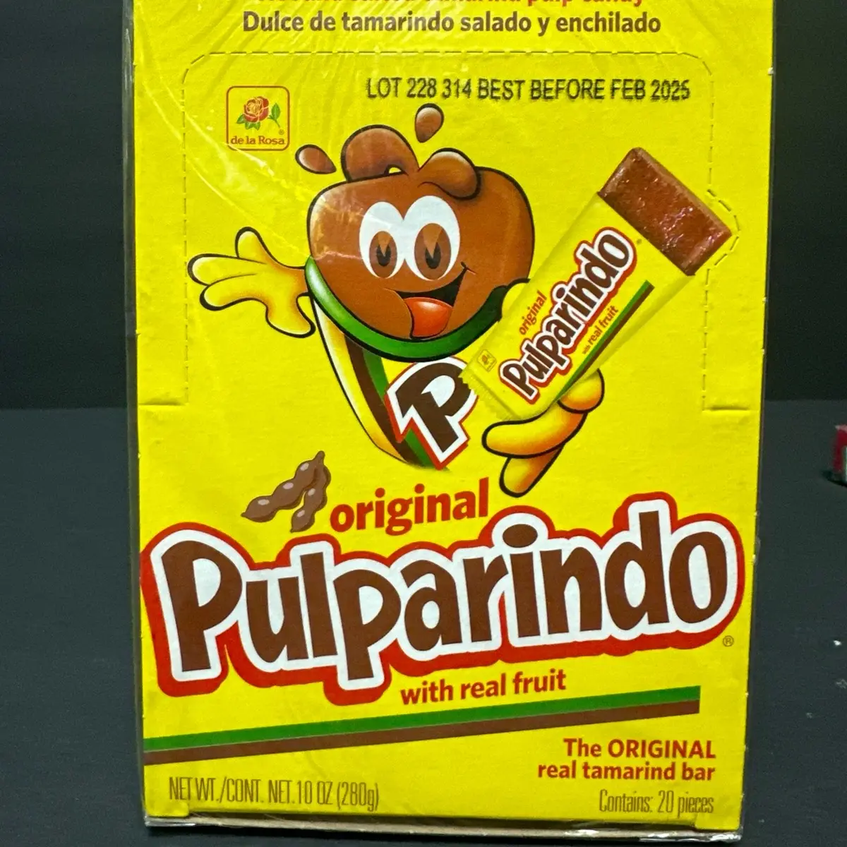 Pulparindo Original Tamarind bar, 20 Count box Mexican Candy Dulces Mexicanos Spicy Tangy Sweet Candy Snack Candies Tamarindo