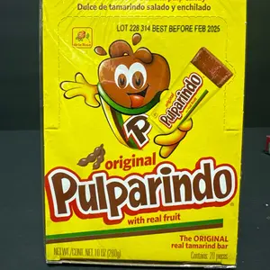 Pulparindo Original Tamarind bar, 20 Count box Mexican Candy Dulces Mexicanos Spicy Tangy Sweet Candy Snack Candies Tamarindo