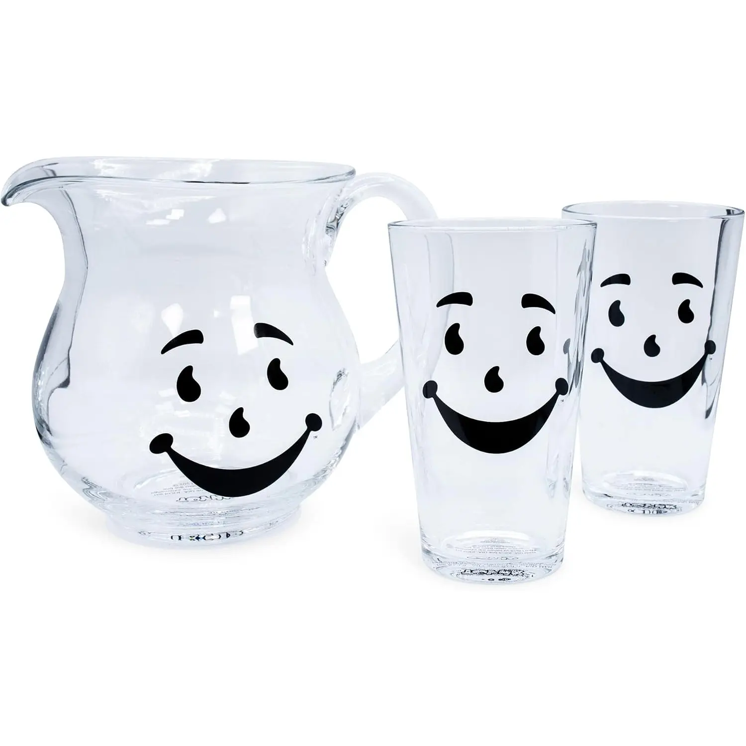 Kool-Aid Man 64-Ounce Glass Pitcher and Two 16-Ounce Pint Glasses | Beverage Dispenser Carafe and Glassware for Water, Juice, Iced Tea, Cocktails | Home & Kitchen Essentials, Nostalgic Gifts Toynk