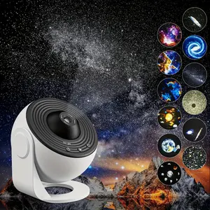 1pc Dreamy Starry Night Projection Lamp - 12-in-1 Film with Solar System, Moon, Mars, and Saturn Projections - Home Theater-style Night Light for Bedroom Decoration Mini Projector