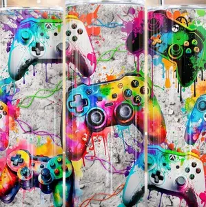 20oz Gamer Tumbler with Vibrant Controller Design Perfect for Gaming Enthusiasts
