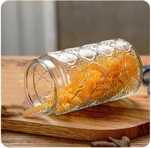 Glass Jar with Airtight Bamboo Lid, 35oz Vintage Glass Kitchen Storage Counter Sealed Jar, Decorative Glass Food Storage Containers for Candy, Flour, Oats, Coffee Bean-new