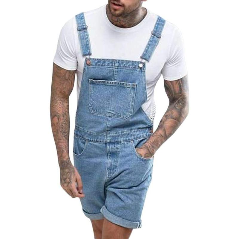 Imily Bela Mens Denim Shorts Bib Overall Jean Romper Casual Loose Fit Walkshort Button Pockets Summer Jumpersuit Fashion Menswear Imily Bela Mens Denim Shorts Bib Overall Jean Romper Casual Loose Fit Walkshort Button Pockets Summer Jumpersuit Fashion Menswear