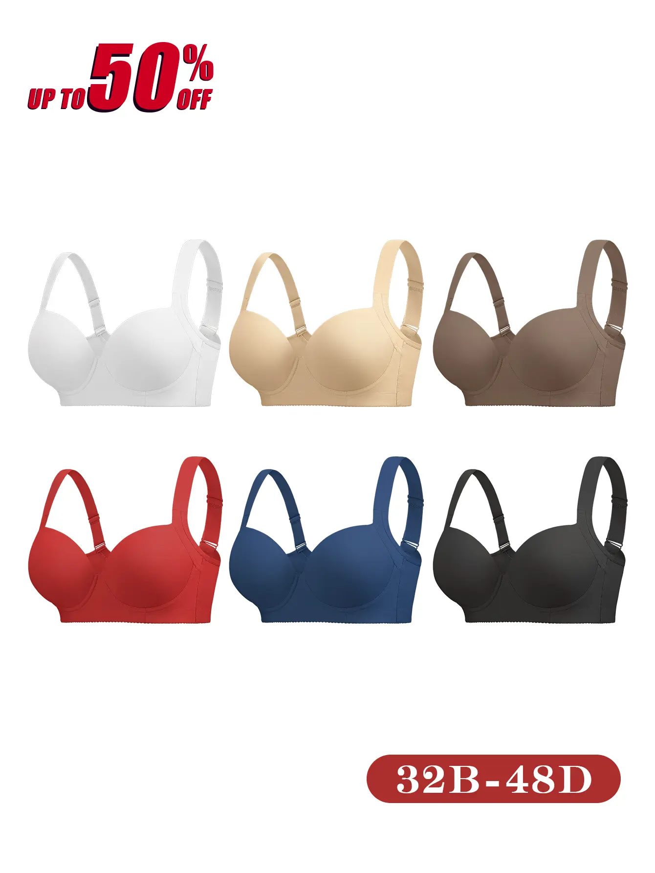【DealsForYouDays】Mimilemon 3PC Full coverage  Push-up  bra for women everyday Comfort  full cup bra Seamless Tshirt Bras Sports Bra Bralette Basic Comfortable Fit Womenswear Everyday  TikTokShopBlackFriday Close comfortable Bra push up  bra SummerWins