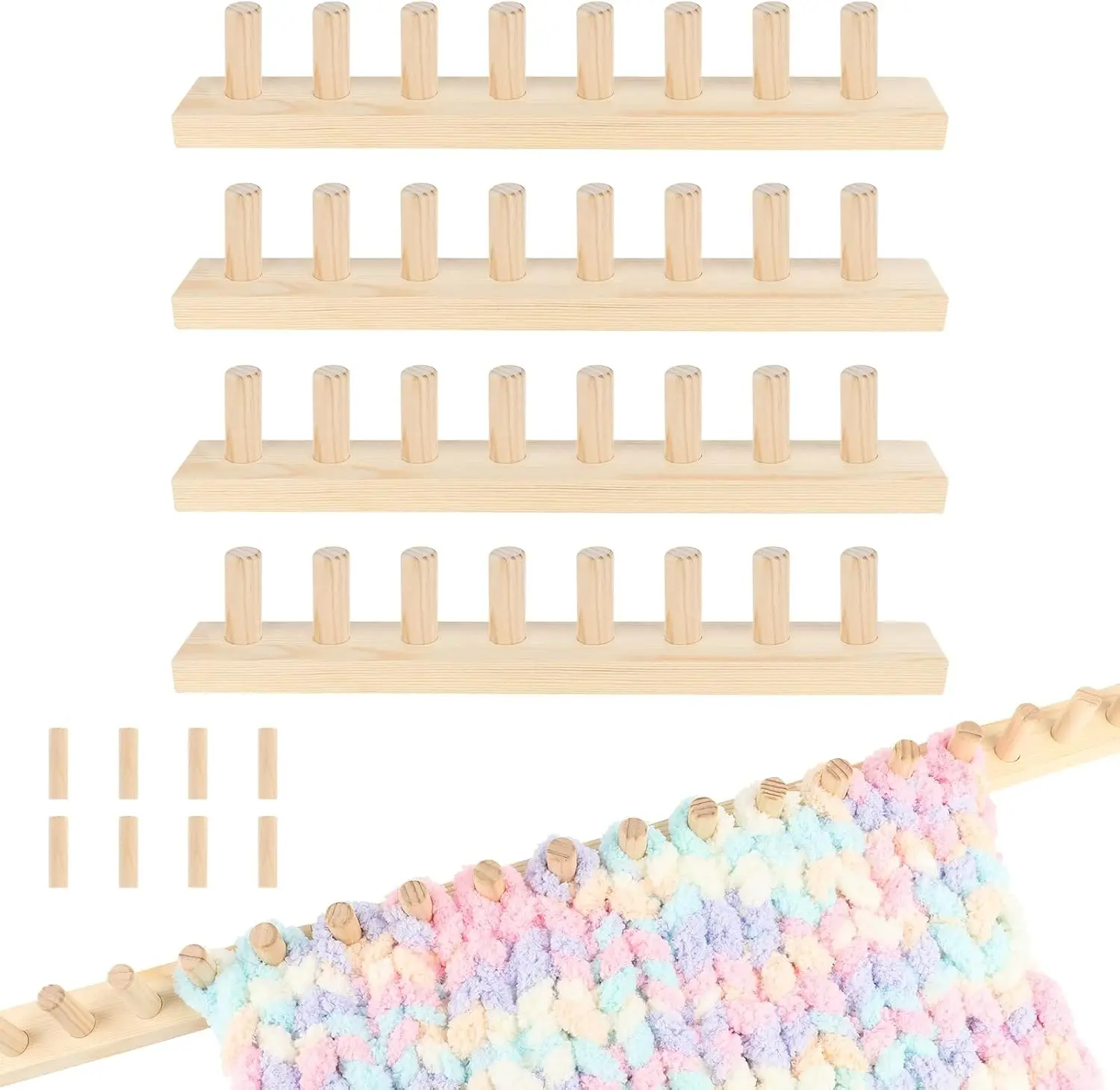 Ziimaikery 64 Inch Wooden Chunky Blanket Knitting Loom, Chunky Knitting Loom for Blanket Making Adjustable DIY Frame for Bulky Yarn Projects, Reusable Crafting Tool for Beginners (64inch) Gift