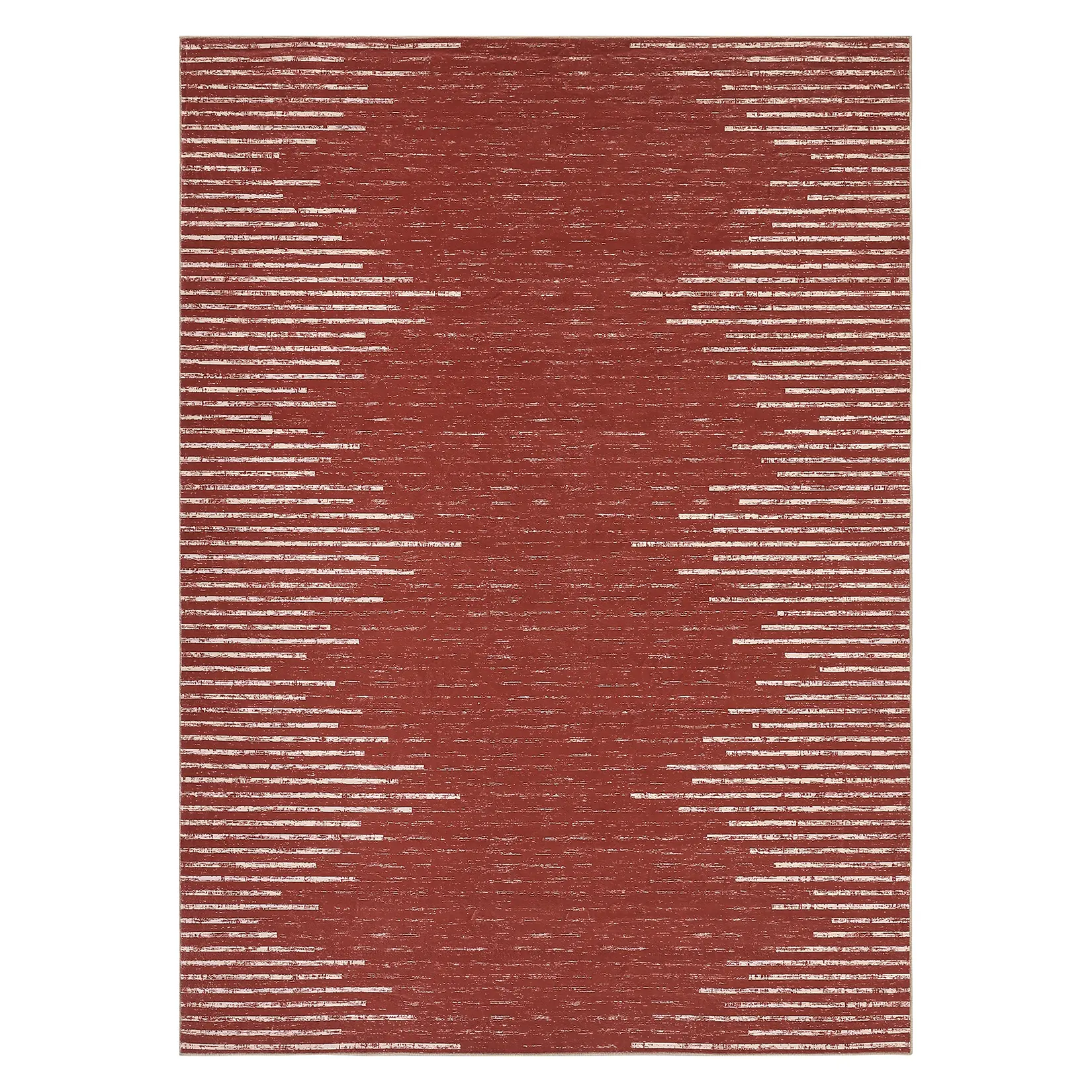 5x7 ft Red Modern Geometric Striped Rectangular Home Decor Rug, Machine Washable Indoor Soft Non-Slip Rug, Machine Washable Rug