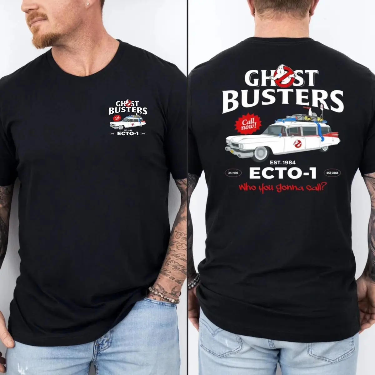 Ghostbusters Ecto 1 Two Sides Shirt, Who You Gonna Call Shirt, Classic Halloween Tee, Unisex Sweater Pullover Tee