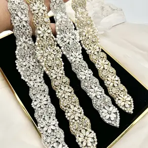 [Rhinestone Wedd Bridal ing Belt] European Rhinestone Wedding Belt - Women's Dress Waist Decoration Diamond Chain Braided Sash luxury fashionable korean style