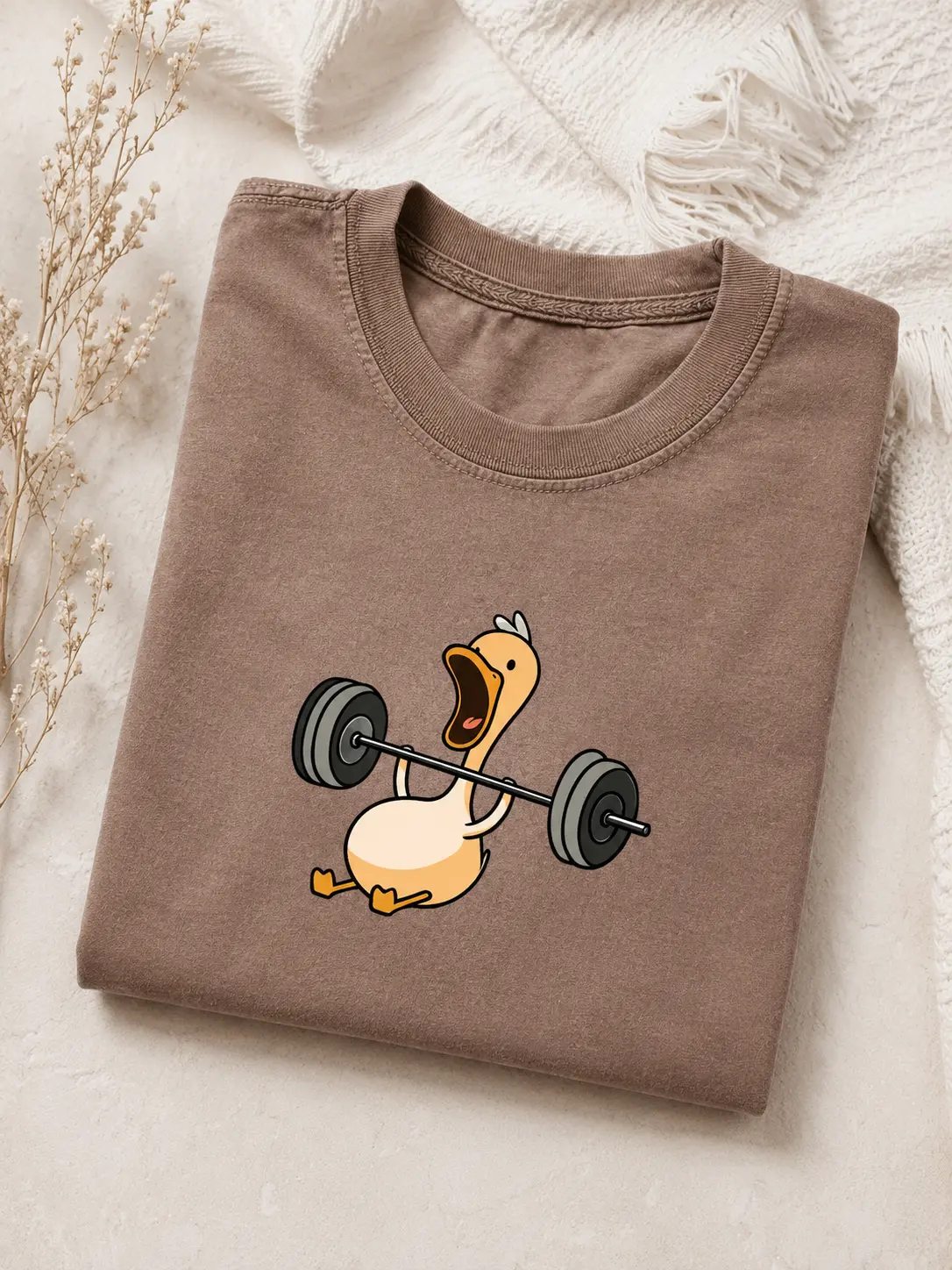 Comfort Colors Lifting Duck T-Shirt, Funny Gym Tee, Workout Animal Shirt, Weightlifting Humor TShirt, Fitness Gift for Him