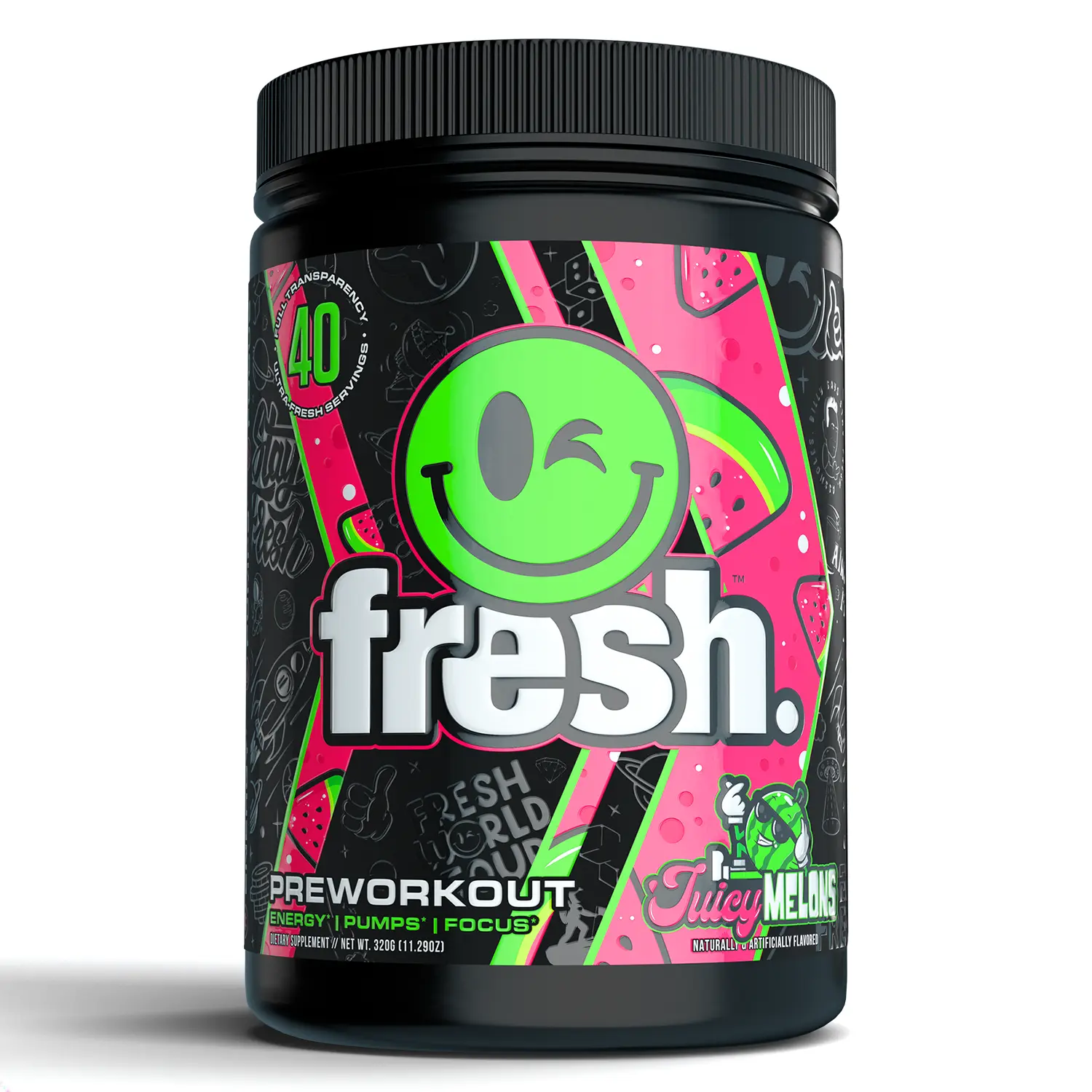 Fresh Supps Pre-Workout Fitness Supplement Powder, 11.29 oz Juicy Melons Flavor, 40 Servings, Energy, Focus, Pumps & Endurance Support with L-Citrulline, Beta-Alanine, Amino Acids & Dietary Nutrition Benefits