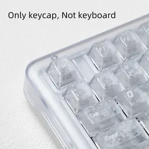 Ice carbon pattern keycaps, featuring white ice carbon fiber texture, Cherry height, translucency, and positive character , side characters , compatible with 6.25U space 61 63 64 68 75 81 84 87 98 99 100 104 108