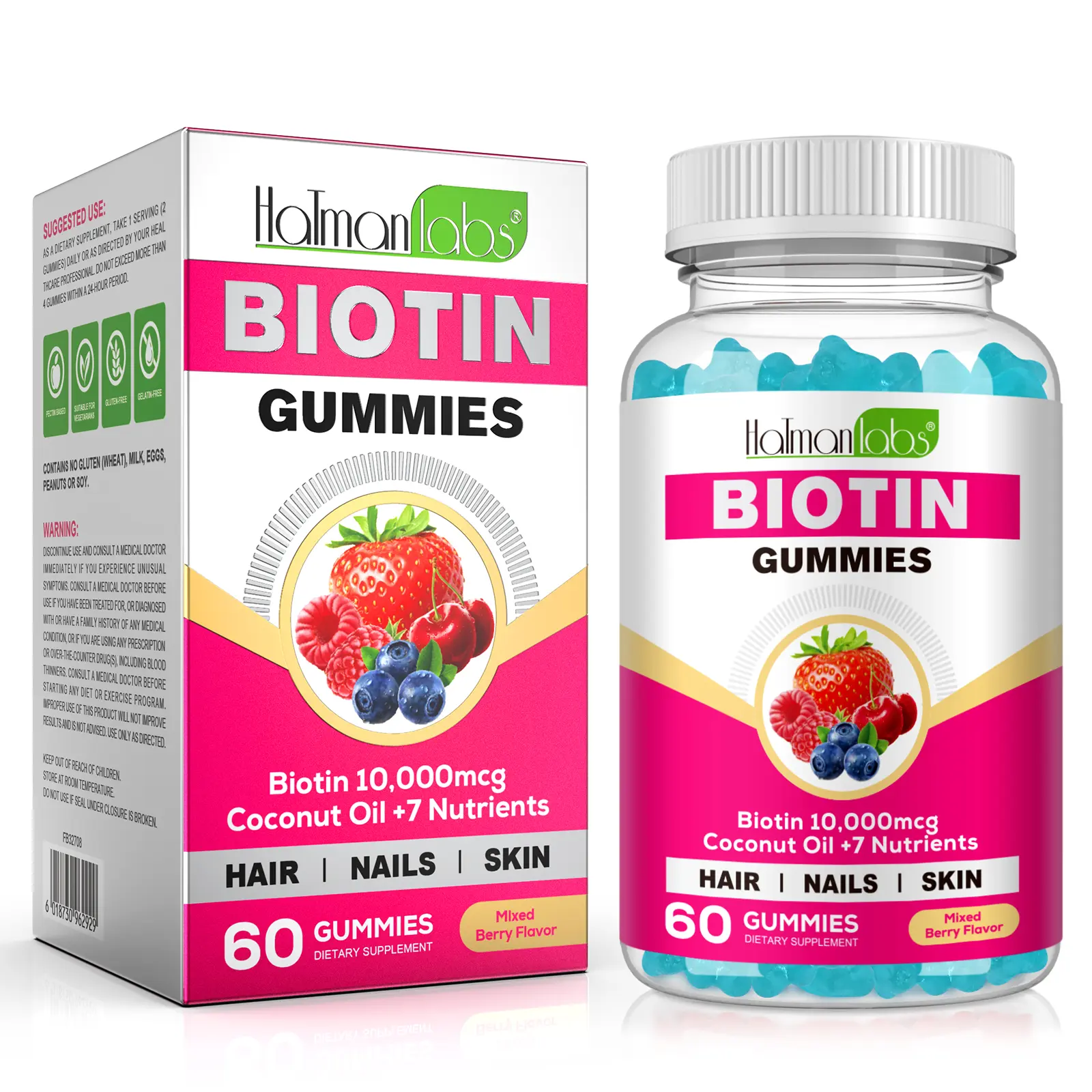 Biotin Gummies for Skin, Hair & Nails（10,000 mcg-Chewable/60 Gummies）