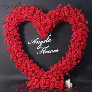 A8745 Weddding Backdrop Red Rose Heart Shape Arrangement Event Flower Arch Decor Props